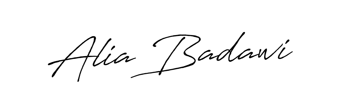 Create a beautiful signature design for name Alia Badawi. With this signature (Antro_Vectra_Bolder) fonts, you can make a handwritten signature for free. Alia Badawi signature style 7 images and pictures png