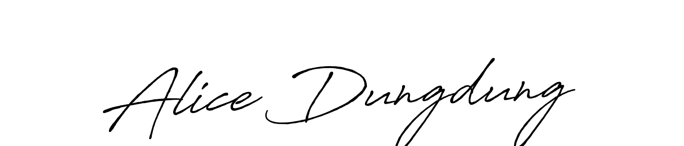 The best way (Antro_Vectra_Bolder) to make a short signature is to pick only two or three words in your name. The name Alice Dungdung include a total of six letters. For converting this name. Alice Dungdung signature style 7 images and pictures png