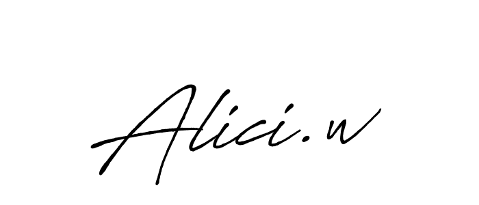 The best way (Antro_Vectra_Bolder) to make a short signature is to pick only two or three words in your name. The name Alici.w include a total of six letters. For converting this name. Alici.w signature style 7 images and pictures png