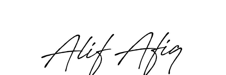 Use a signature maker to create a handwritten signature online. With this signature software, you can design (Antro_Vectra_Bolder) your own signature for name Alif Afiq. Alif Afiq signature style 7 images and pictures png