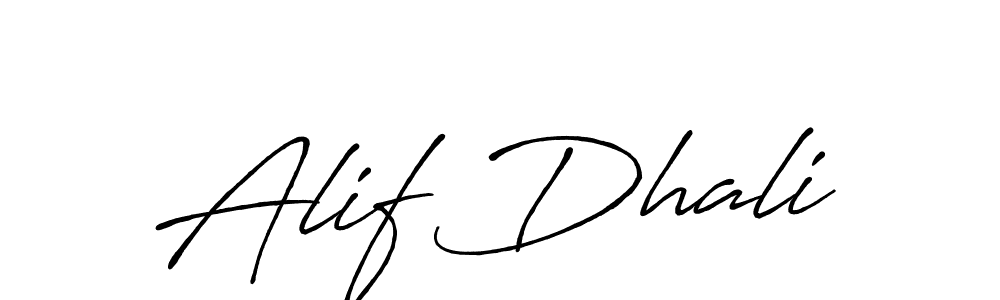 Alif Dhali stylish signature style. Best Handwritten Sign (Antro_Vectra_Bolder) for my name. Handwritten Signature Collection Ideas for my name Alif Dhali. Alif Dhali signature style 7 images and pictures png
