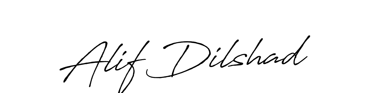 Make a beautiful signature design for name Alif Dilshad. With this signature (Antro_Vectra_Bolder) style, you can create a handwritten signature for free. Alif Dilshad signature style 7 images and pictures png