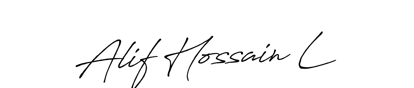 Make a beautiful signature design for name Alif Hossain L. With this signature (Antro_Vectra_Bolder) style, you can create a handwritten signature for free. Alif Hossain L signature style 7 images and pictures png