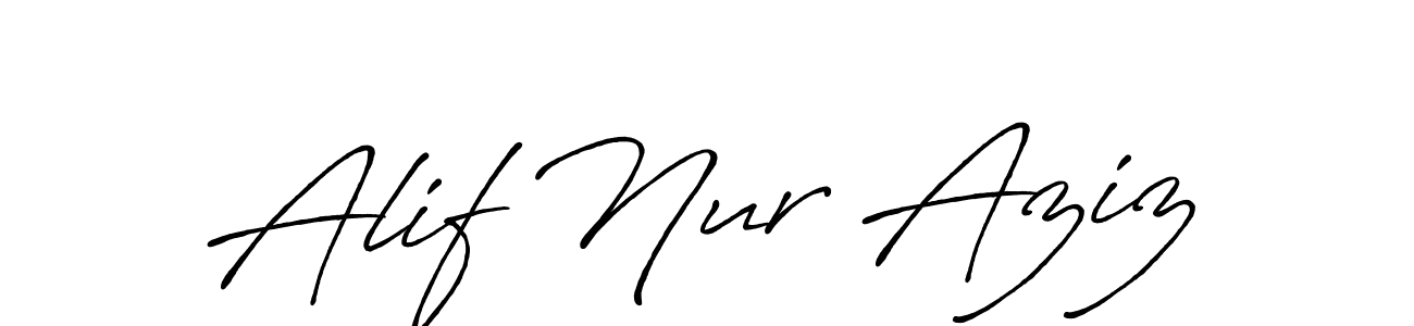 Also we have Alif Nur Aziz name is the best signature style. Create professional handwritten signature collection using Antro_Vectra_Bolder autograph style. Alif Nur Aziz signature style 7 images and pictures png