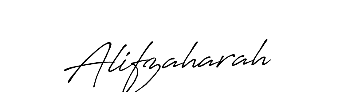 Use a signature maker to create a handwritten signature online. With this signature software, you can design (Antro_Vectra_Bolder) your own signature for name Alifzaharah. Alifzaharah signature style 7 images and pictures png