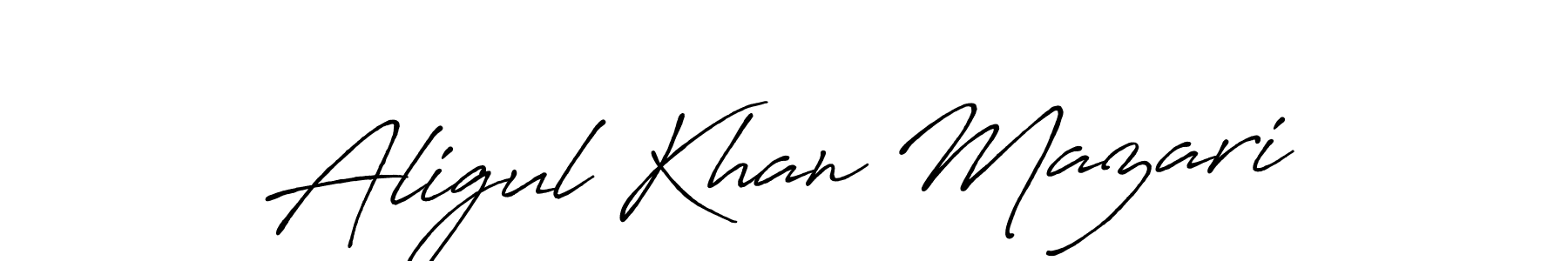 This is the best signature style for the Aligul Khan Mazari name. Also you like these signature font (Antro_Vectra_Bolder). Mix name signature. Aligul Khan Mazari signature style 7 images and pictures png