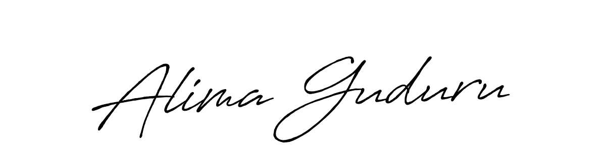 Make a beautiful signature design for name Alima Guduru. With this signature (Antro_Vectra_Bolder) style, you can create a handwritten signature for free. Alima Guduru signature style 7 images and pictures png