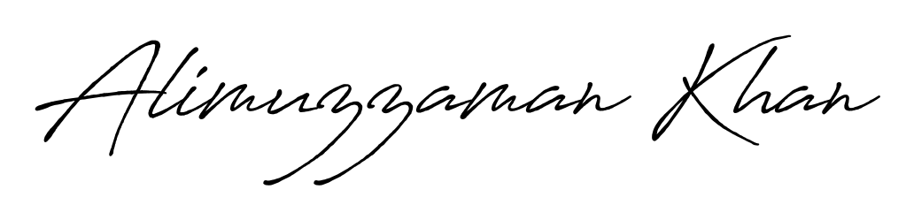 The Antro_Vectra_Bolder handwriting style adds charm and authenticity to name Alimuzzaman Khan. A wonderful choice for personal thank-you notes. Alimuzzaman Khan signature style 7 images and pictures png