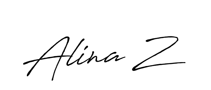 How to make Alina Z name signature. Use Antro_Vectra_Bolder style for creating short signs online. This is the latest handwritten sign. Alina Z signature style 7 images and pictures png