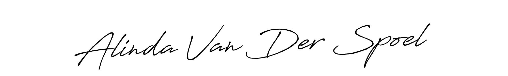 You should practise on your own different ways (Antro_Vectra_Bolder) to write your name (Alinda Van Der Spoel) in signature. don't let someone else do it for you. Alinda Van Der Spoel signature style 7 images and pictures png