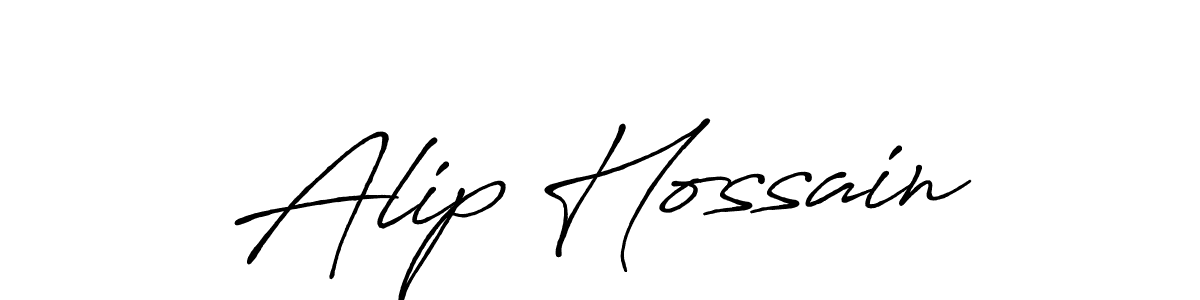 How to make Alip Hossain name signature. Use Antro_Vectra_Bolder style for creating short signs online. This is the latest handwritten sign. Alip Hossain signature style 7 images and pictures png