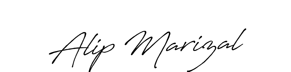 Create a beautiful signature design for name Alip Marizal. With this signature (Antro_Vectra_Bolder) fonts, you can make a handwritten signature for free. Alip Marizal signature style 7 images and pictures png