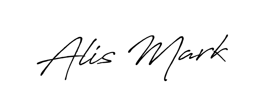 How to make Alis Mark name signature. Use Antro_Vectra_Bolder style for creating short signs online. This is the latest handwritten sign. Alis Mark signature style 7 images and pictures png