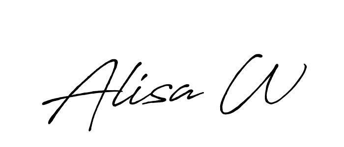 The best way (Antro_Vectra_Bolder) to make a short signature is to pick only two or three words in your name. The name Alisa W include a total of six letters. For converting this name. Alisa W signature style 7 images and pictures png