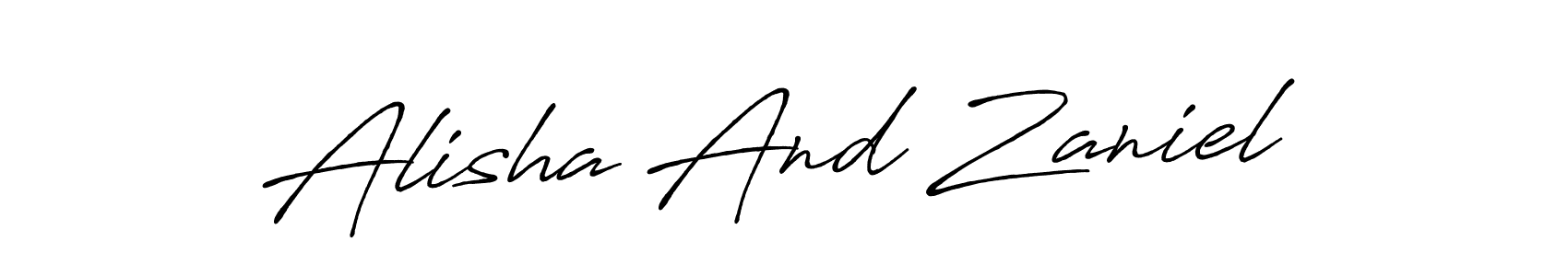 Also You can easily find your signature by using the search form. We will create Alisha And Zaniel name handwritten signature images for you free of cost using Antro_Vectra_Bolder sign style. Alisha And Zaniel signature style 7 images and pictures png