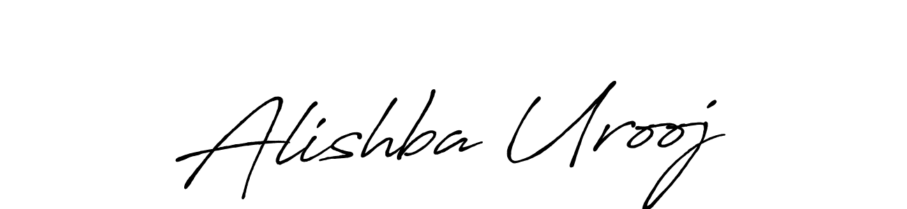 How to make Alishba Urooj name signature. Use Antro_Vectra_Bolder style for creating short signs online. This is the latest handwritten sign. Alishba Urooj signature style 7 images and pictures png