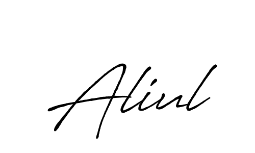 if you are searching for the best signature style for your name Aliul. so please give up your signature search. here we have designed multiple signature styles  using Antro_Vectra_Bolder. Aliul signature style 7 images and pictures png