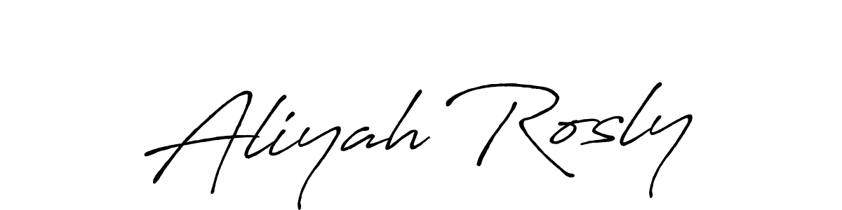 Use a signature maker to create a handwritten signature online. With this signature software, you can design (Antro_Vectra_Bolder) your own signature for name Aliyah Rosly. Aliyah Rosly signature style 7 images and pictures png