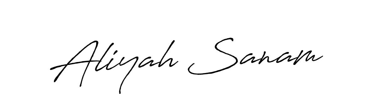 Create a beautiful signature design for name Aliyah Sanam. With this signature (Antro_Vectra_Bolder) fonts, you can make a handwritten signature for free. Aliyah Sanam signature style 7 images and pictures png