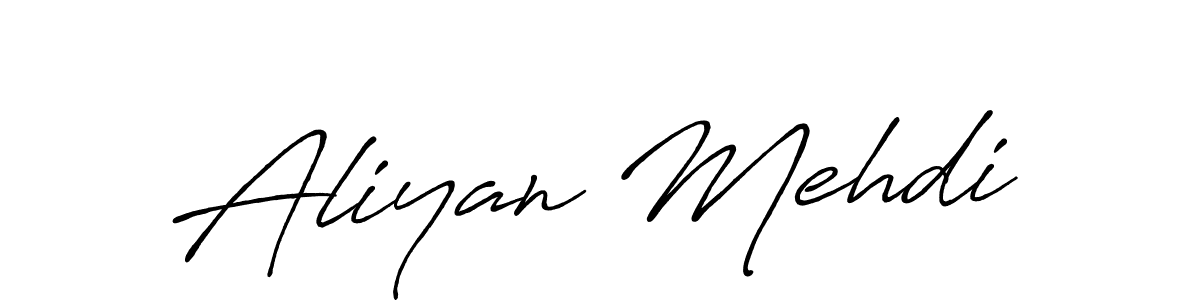 The best way (Antro_Vectra_Bolder) to make a short signature is to pick only two or three words in your name. The name Aliyan Mehdi include a total of six letters. For converting this name. Aliyan Mehdi signature style 7 images and pictures png
