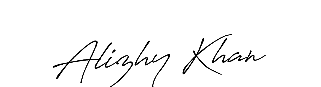 Use a signature maker to create a handwritten signature online. With this signature software, you can design (Antro_Vectra_Bolder) your own signature for name Alizhy Khan. Alizhy Khan signature style 7 images and pictures png