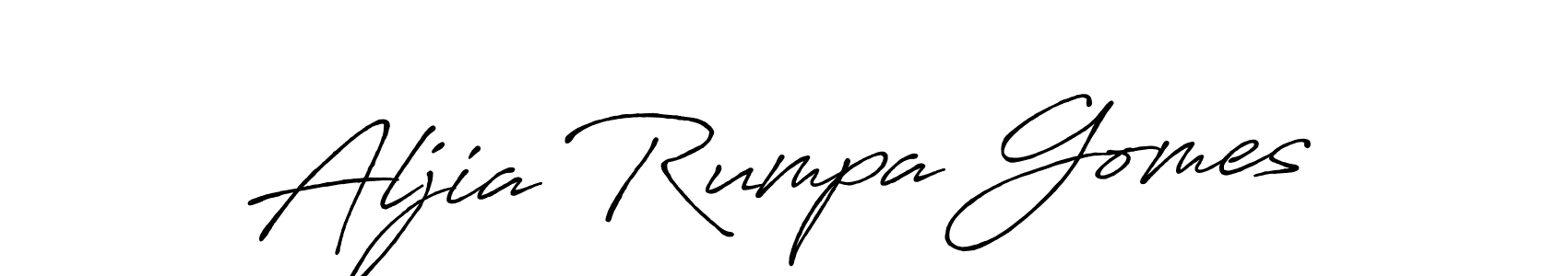 Design your own signature with our free online signature maker. With this signature software, you can create a handwritten (Antro_Vectra_Bolder) signature for name Aljia Rumpa Gomes. Aljia Rumpa Gomes signature style 7 images and pictures png