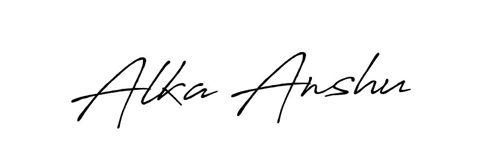 Make a beautiful signature design for name Alka Anshu. With this signature (Antro_Vectra_Bolder) style, you can create a handwritten signature for free. Alka Anshu signature style 7 images and pictures png