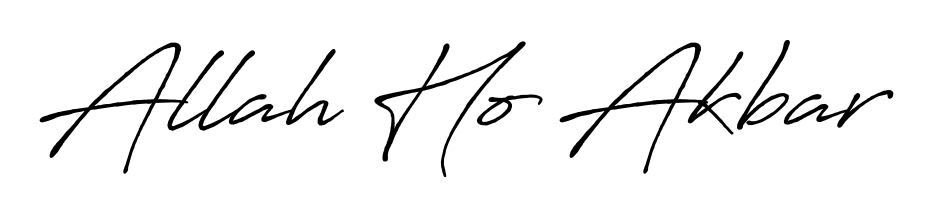 Practice writing Allah Ho Akbar with the flow of Antro_Vectra_Bolder lettering. A fantastic source of inspiration for developing your personal signature style. Allah Ho Akbar signature style 7 images and pictures png