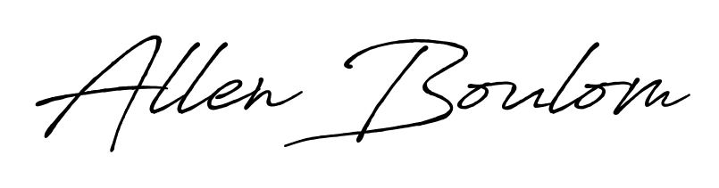 Give your name Allen Boulom an exquisite flair with the Antro_Vectra_Bolder script font. Ideal for contracts, resumes, and formal letterheads. Allen Boulom signature style 7 images and pictures png