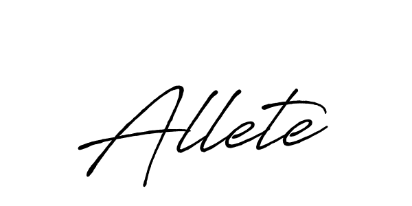 Allete stylish signature style. Best Handwritten Sign (Antro_Vectra_Bolder) for my name. Handwritten Signature Collection Ideas for my name Allete. Allete signature style 7 images and pictures png