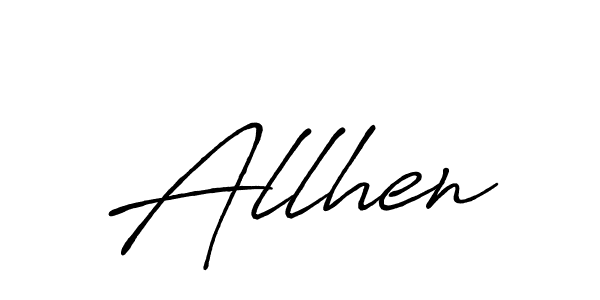 The best way (Antro_Vectra_Bolder) to make a short signature is to pick only two or three words in your name. The name Allhen include a total of six letters. For converting this name. Allhen signature style 7 images and pictures png