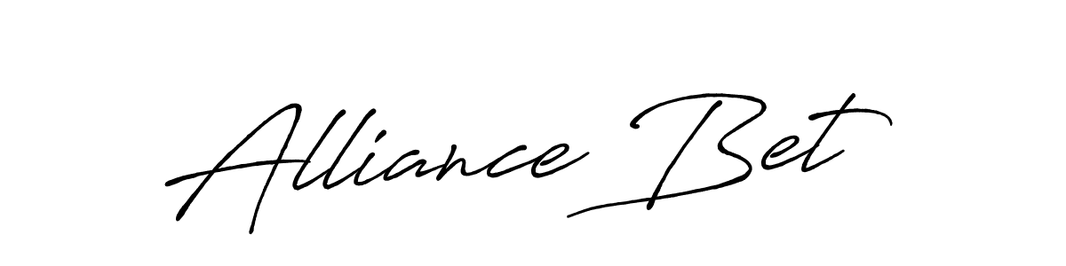 Use a signature maker to create a handwritten signature online. With this signature software, you can design (Antro_Vectra_Bolder) your own signature for name Alliance Bet. Alliance Bet signature style 7 images and pictures png