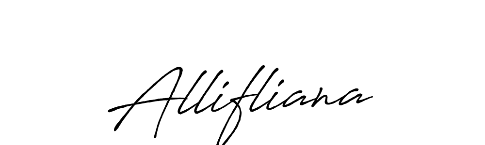 Use a signature maker to create a handwritten signature online. With this signature software, you can design (Antro_Vectra_Bolder) your own signature for name Allifliana. Allifliana signature style 7 images and pictures png