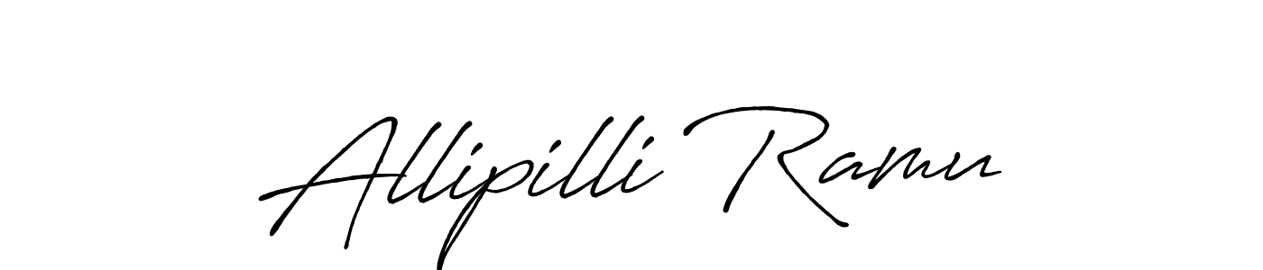 Create a beautiful signature design for name Allipilli Ramu. With this signature (Antro_Vectra_Bolder) fonts, you can make a handwritten signature for free. Allipilli Ramu signature style 7 images and pictures png