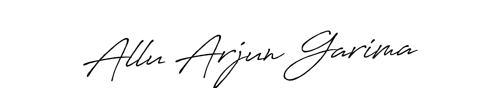 How to make Allu Arjun Garima name signature. Use Antro_Vectra_Bolder style for creating short signs online. This is the latest handwritten sign. Allu Arjun Garima signature style 7 images and pictures png