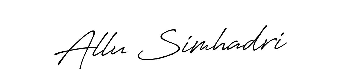 Make a beautiful signature design for name Allu Simhadri. With this signature (Antro_Vectra_Bolder) style, you can create a handwritten signature for free. Allu Simhadri signature style 7 images and pictures png
