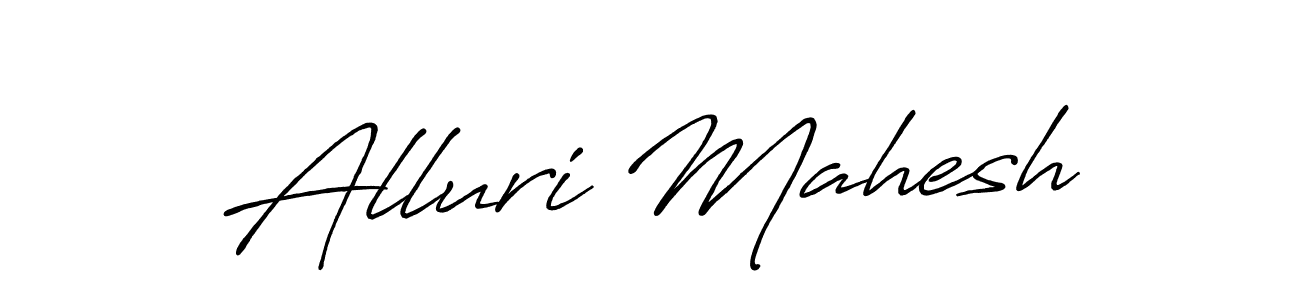 How to make Alluri Mahesh name signature. Use Antro_Vectra_Bolder style for creating short signs online. This is the latest handwritten sign. Alluri Mahesh signature style 7 images and pictures png