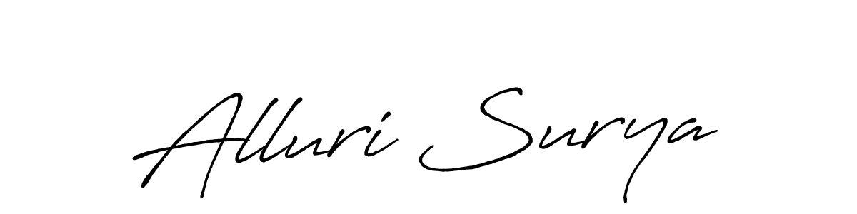 if you are searching for the best signature style for your name Alluri Surya. so please give up your signature search. here we have designed multiple signature styles  using Antro_Vectra_Bolder. Alluri Surya signature style 7 images and pictures png