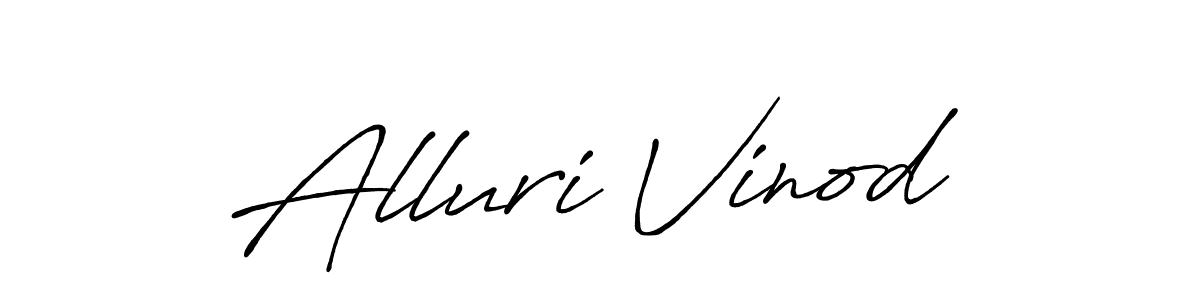 Use a signature maker to create a handwritten signature online. With this signature software, you can design (Antro_Vectra_Bolder) your own signature for name Alluri Vinod. Alluri Vinod signature style 7 images and pictures png