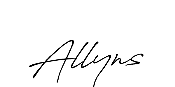 Also You can easily find your signature by using the search form. We will create Allyns name handwritten signature images for you free of cost using Antro_Vectra_Bolder sign style. Allyns signature style 7 images and pictures png