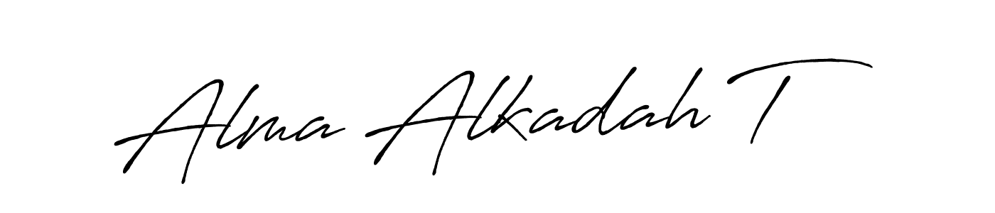 Make a beautiful signature design for name Alma Alkadah T. With this signature (Antro_Vectra_Bolder) style, you can create a handwritten signature for free. Alma Alkadah T signature style 7 images and pictures png
