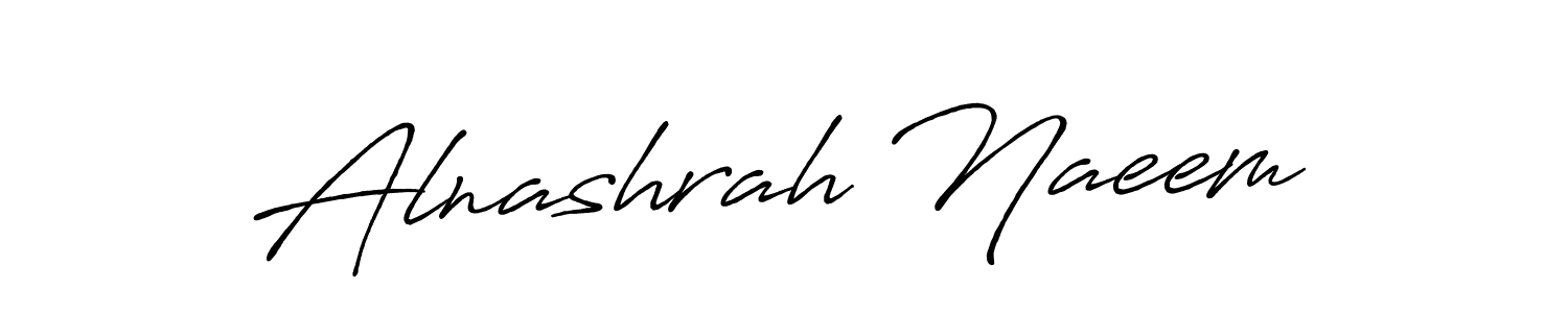 Make a beautiful signature design for name Alnashrah Naeem. With this signature (Antro_Vectra_Bolder) style, you can create a handwritten signature for free. Alnashrah Naeem signature style 7 images and pictures png