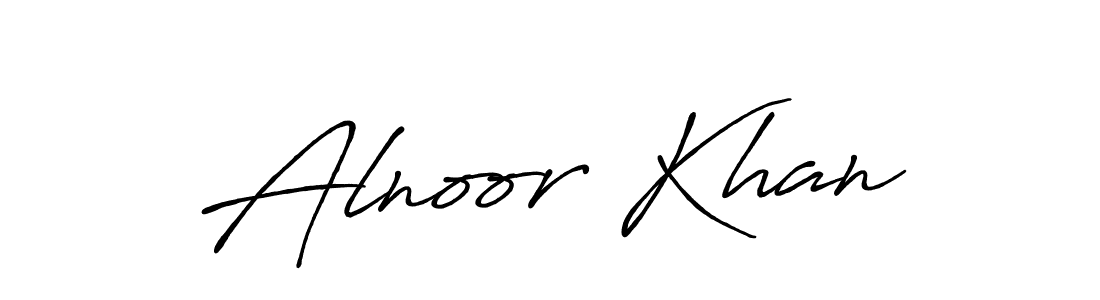 How to make Alnoor Khan name signature. Use Antro_Vectra_Bolder style for creating short signs online. This is the latest handwritten sign. Alnoor Khan signature style 7 images and pictures png