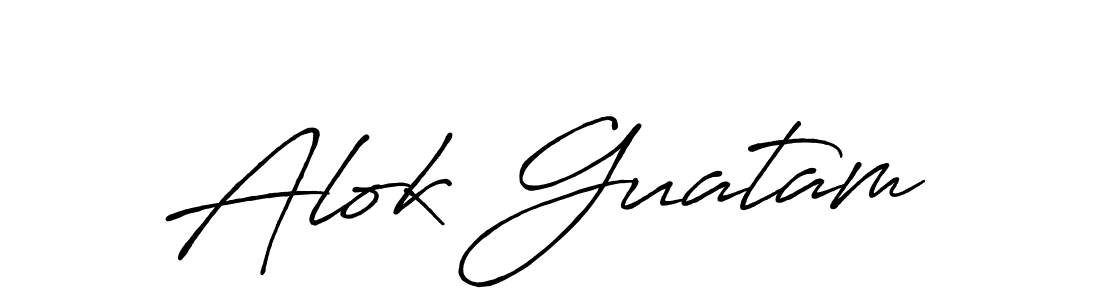 Use a signature maker to create a handwritten signature online. With this signature software, you can design (Antro_Vectra_Bolder) your own signature for name Alok Guatam. Alok Guatam signature style 7 images and pictures png