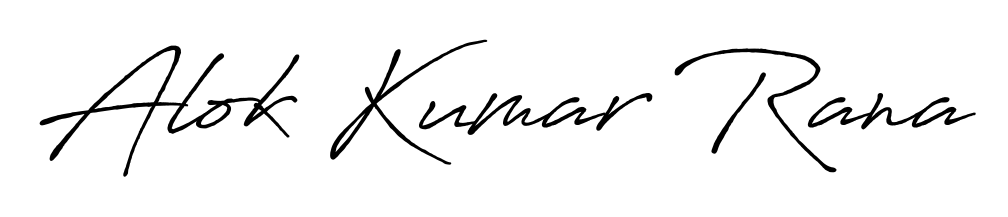Express your personality with a custom Alok Kumar Rana signature crafted with Antro_Vectra_Bolder typography. Free transparent PNG download available. Alok Kumar Rana signature style 7 images and pictures png