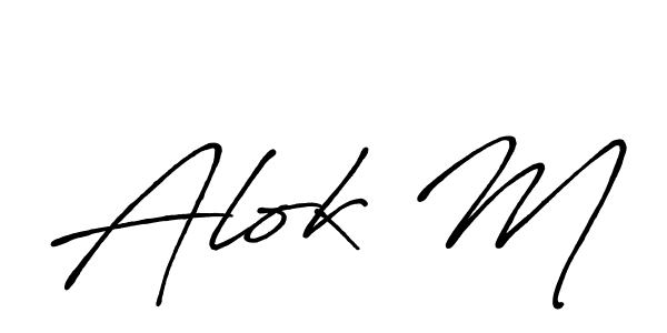 Also You can easily find your signature by using the search form. We will create Alok M name handwritten signature images for you free of cost using Antro_Vectra_Bolder sign style. Alok M signature style 7 images and pictures png