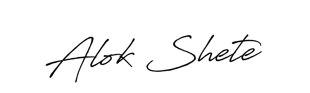 How to make Alok Shete name signature. Use Antro_Vectra_Bolder style for creating short signs online. This is the latest handwritten sign. Alok Shete signature style 7 images and pictures png