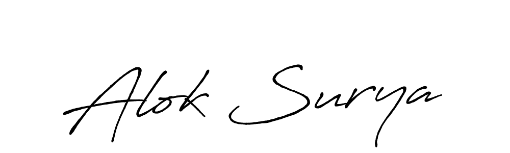 How to make Alok Surya name signature. Use Antro_Vectra_Bolder style for creating short signs online. This is the latest handwritten sign. Alok Surya signature style 7 images and pictures png