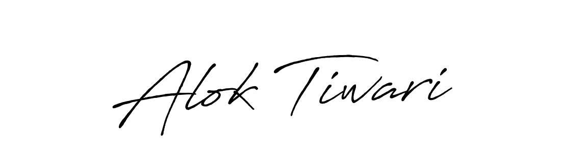 How to make Alok Tiwari name signature. Use Antro_Vectra_Bolder style for creating short signs online. This is the latest handwritten sign. Alok Tiwari signature style 7 images and pictures png