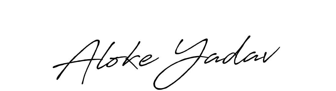 How to make Aloke Yadav name signature. Use Antro_Vectra_Bolder style for creating short signs online. This is the latest handwritten sign. Aloke Yadav signature style 7 images and pictures png